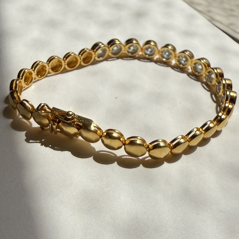 18k Yellow Gold Bezel Set Diamond Tennis Bracelet