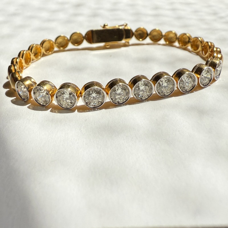 18k Yellow Gold Bezel Set Diamond Tennis Bracelet