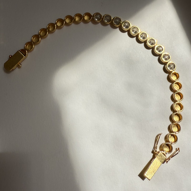 18k Yellow Gold Bezel Set Diamond Tennis Bracelet