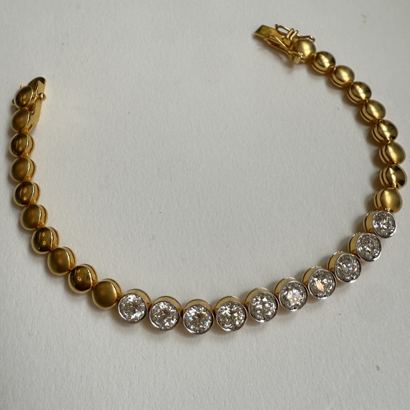 18k Yellow Gold Bezel Set Diamond Tennis Bracelet