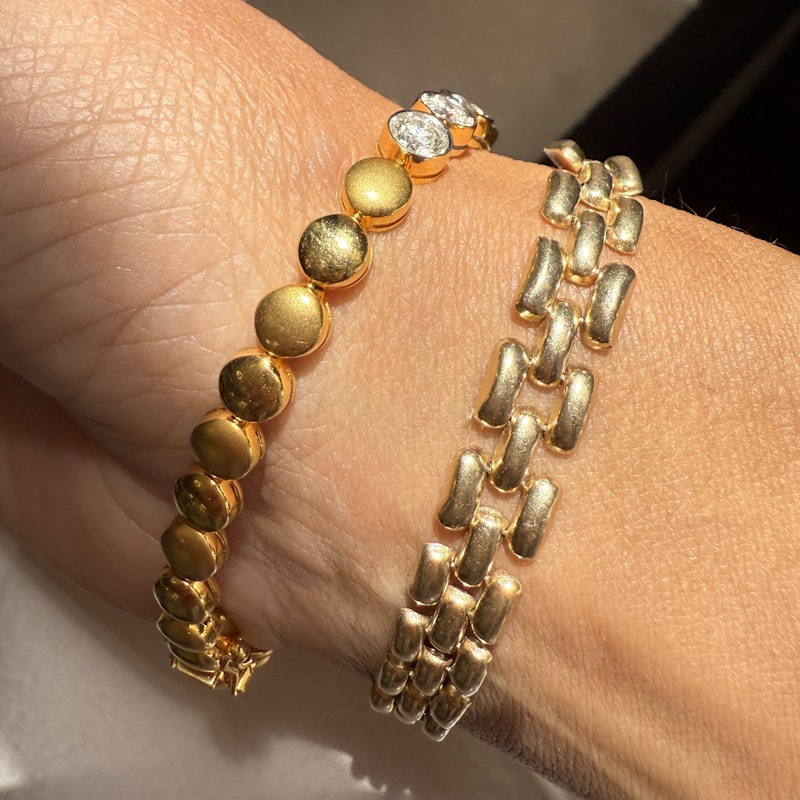 18k Yellow Gold Bezel Set Diamond Tennis Bracelet