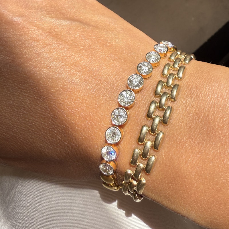 18k Yellow Gold Bezel Set Diamond Tennis Bracelet