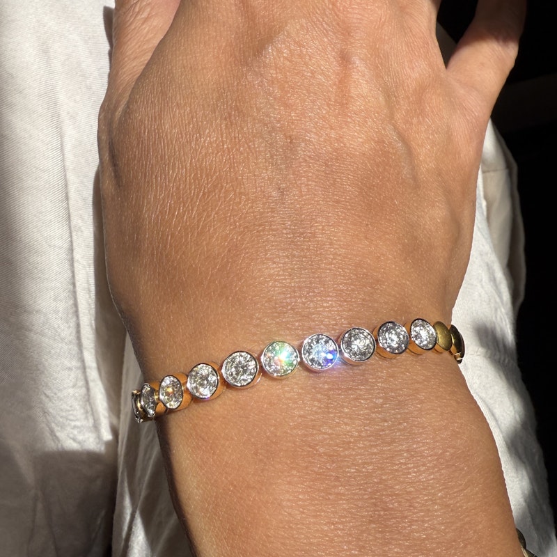 18k Yellow Gold Bezel Set Diamond Tennis Bracelet