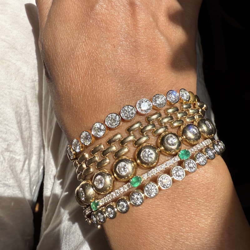 18k Yellow Gold Bezel Set Diamond Tennis Bracelet