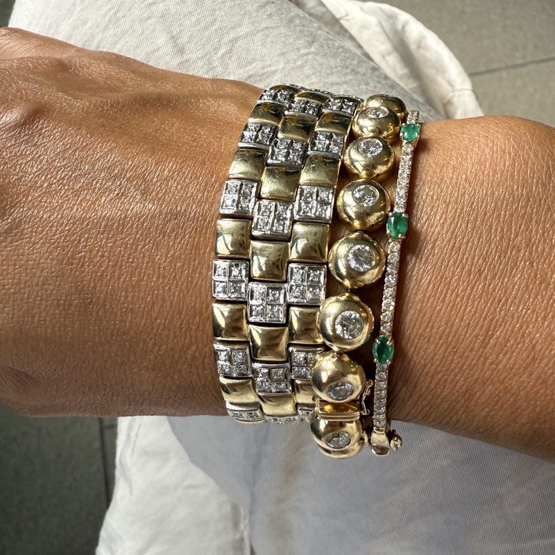 Vintage 14k Two-Tone Diamond Checkered Bracelet