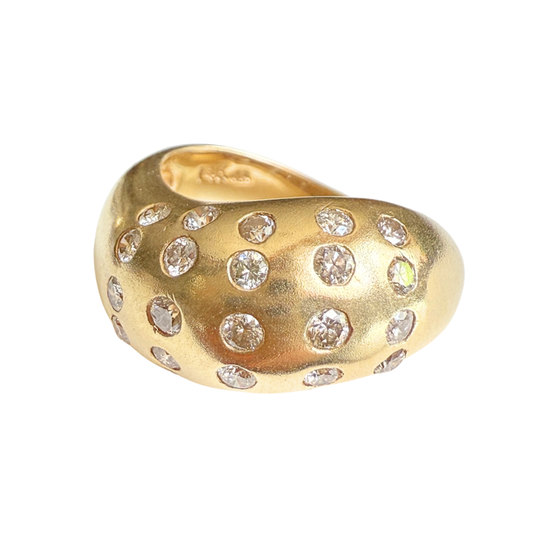 14k Yellow Gold Diamond Wave Movement Bubble Ring