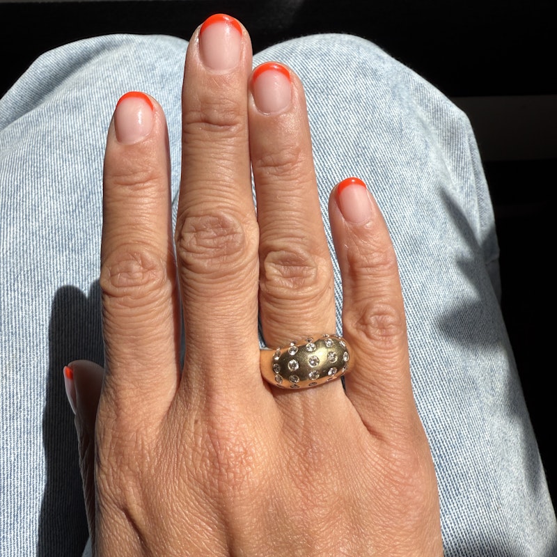 14k Yellow Gold Diamond Wave Movement Bubble Ring
