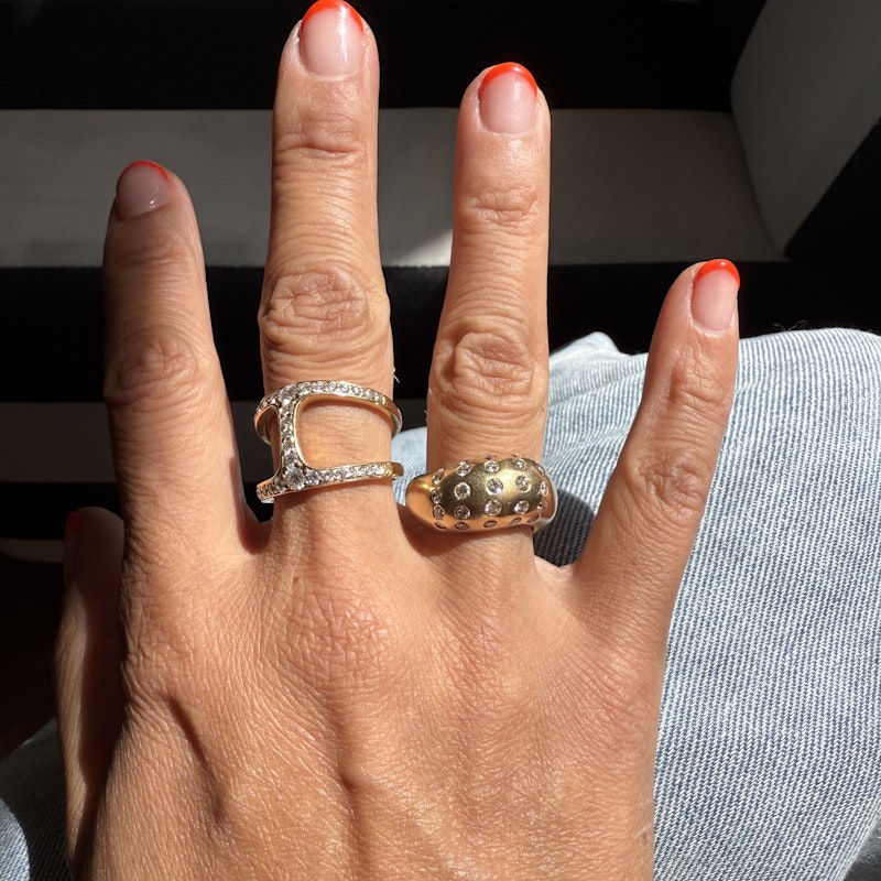 14k Yellow Gold Diamond Wave Movement Bubble Ring