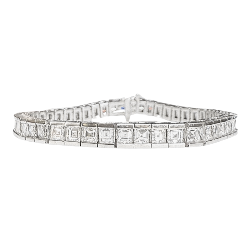 18k White Gold Channel-Set Square Diamond Tennis Bracelet (10ct)