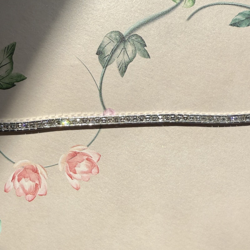 18k White Gold Channel-Set Square Diamond Tennis Bracelet (10ct)