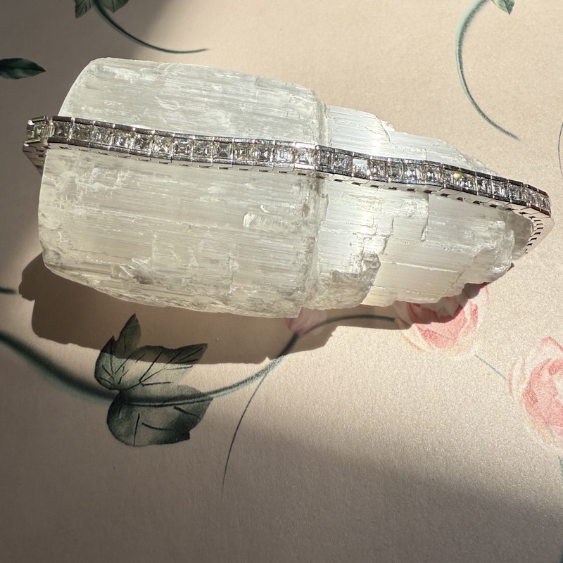 18k White Gold Channel-Set Square Diamond Tennis Bracelet (10ct)