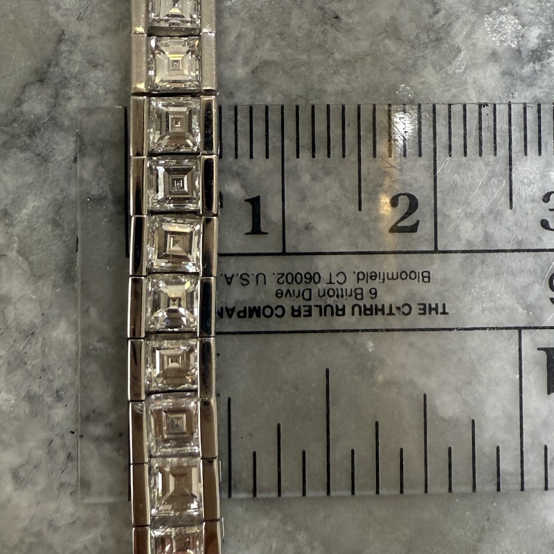 18k White Gold Channel-Set Square Diamond Tennis Bracelet (10ct)