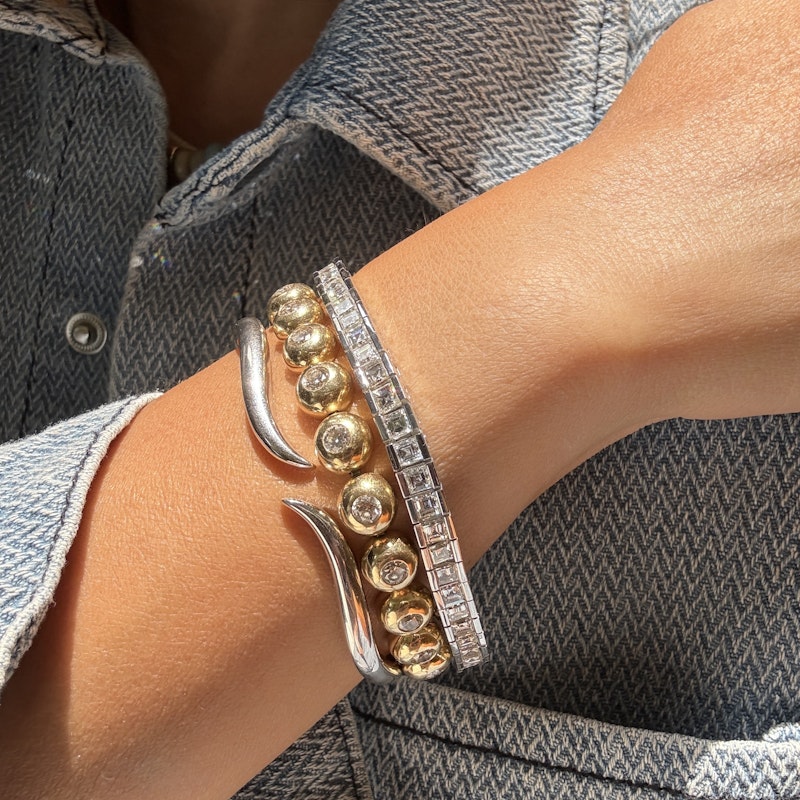 18k White Gold Channel-Set Square Diamond Tennis Bracelet (10ct)