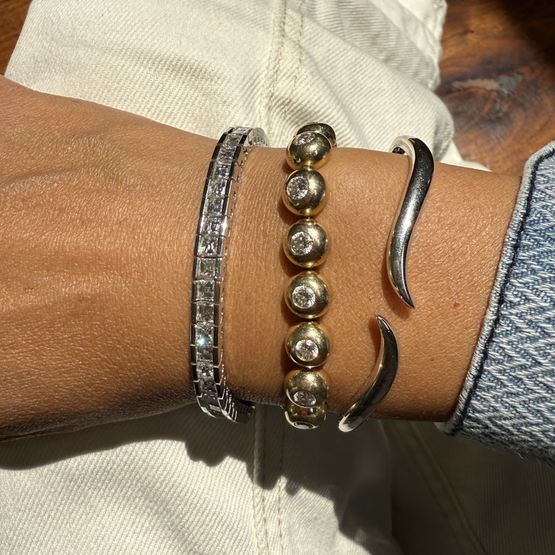 18k White Gold Channel-Set Square Diamond Tennis Bracelet (10ct)