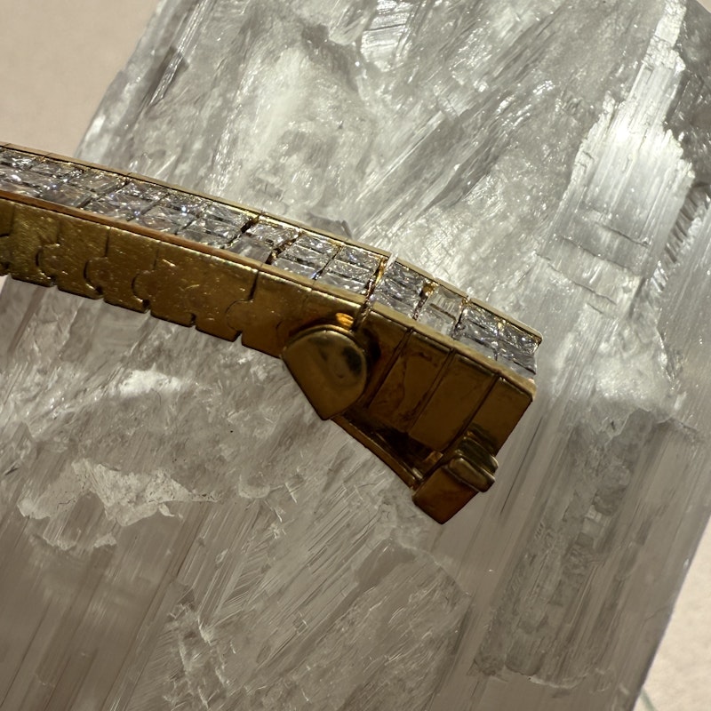 Vintage 18k Gold Articulated Square & Baguette Diamond Tennis Bracelet (11.7ct)