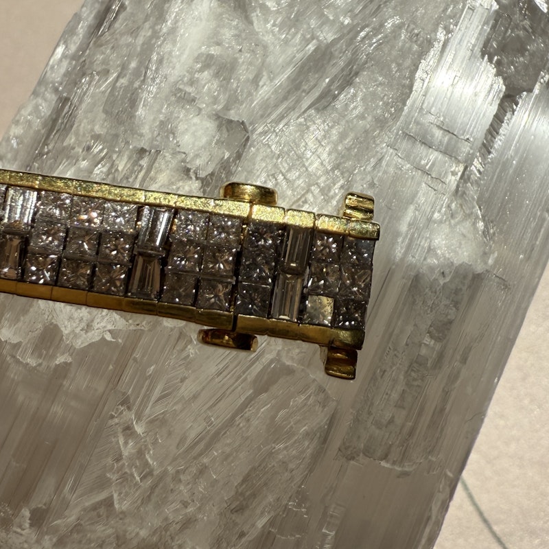 Vintage 18k Gold Articulated Square & Baguette Diamond Tennis Bracelet (11.7ct)