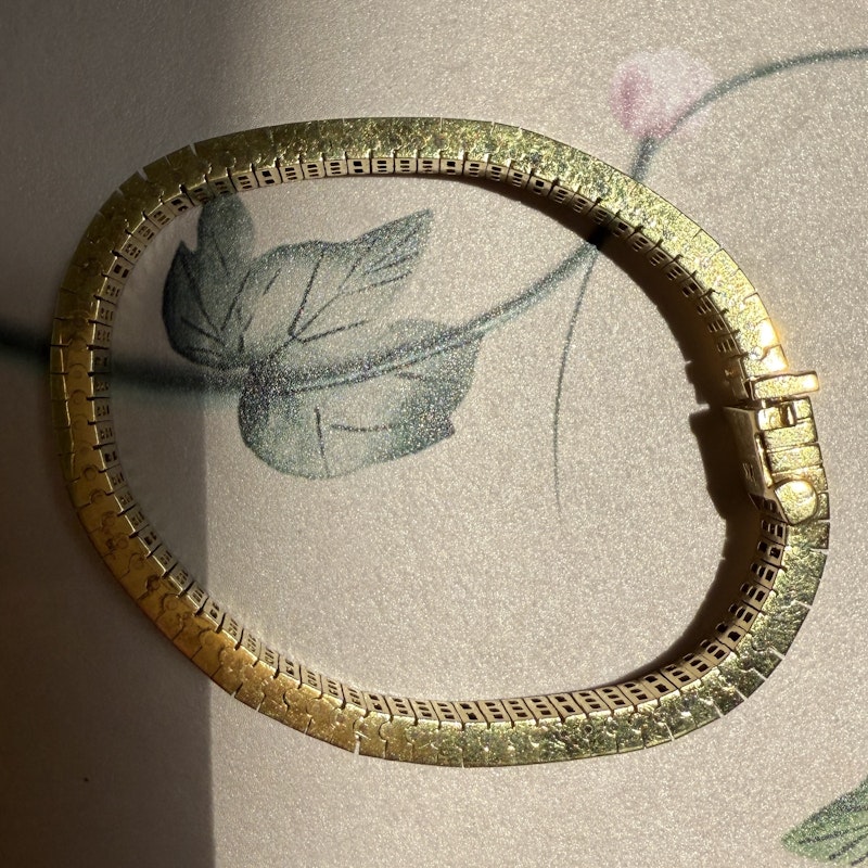 Vintage 18k Gold Articulated Square & Baguette Diamond Tennis Bracelet (11.7ct)