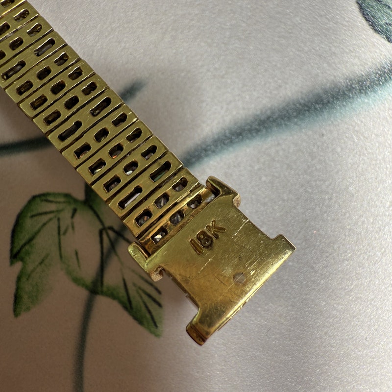 Vintage 18k Gold Articulated Square & Baguette Diamond Tennis Bracelet (11.7ct)