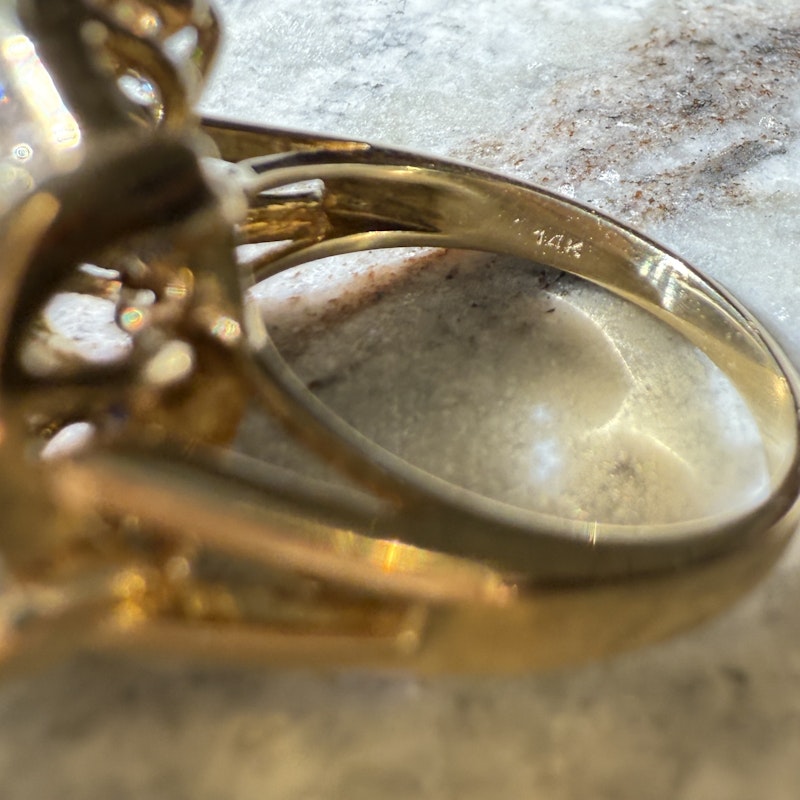 Vintage 14k Yellow Gold Sapphire & Diamond Ballerina Ring