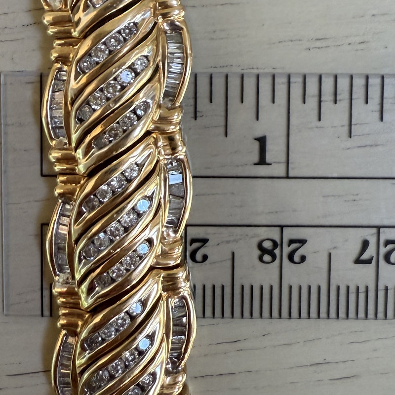 Vintage 14k Yellow Gold Interwoven Diamond Link Bracelet