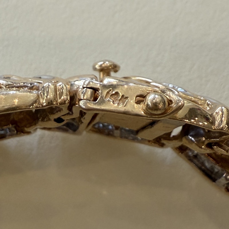 Vintage 14k Yellow Gold Interwoven Diamond Link Bracelet