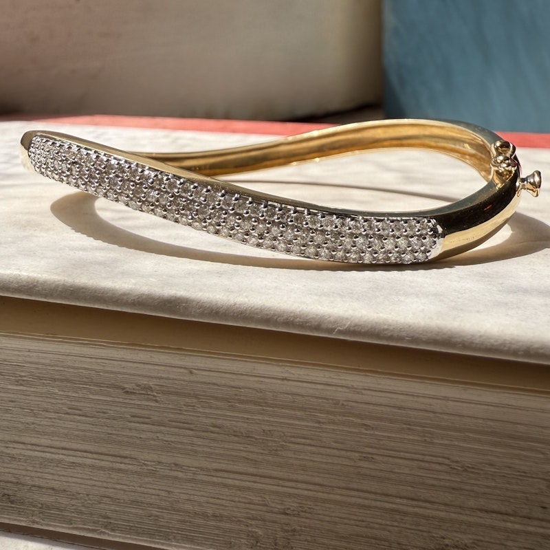 Vintage 14k Yellow and White Gold Diamond Wave Cuff, 1 of 2