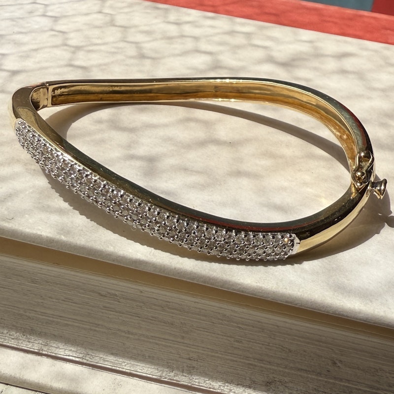 Vintage 14k Yellow and White Gold Diamond Wave Cuff, 1 of 2