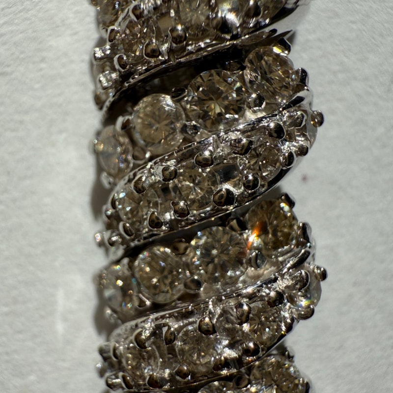 14k White Gold Round Diamond Spiral Link Tennis Bracelet