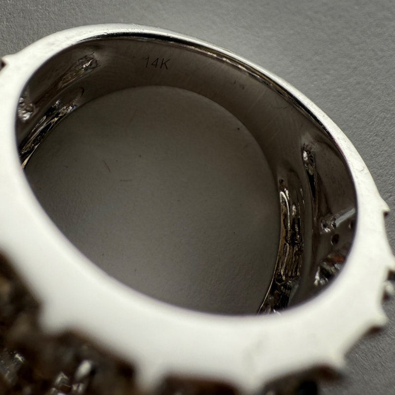 14k White Gold Diamond Cage Statement Ring