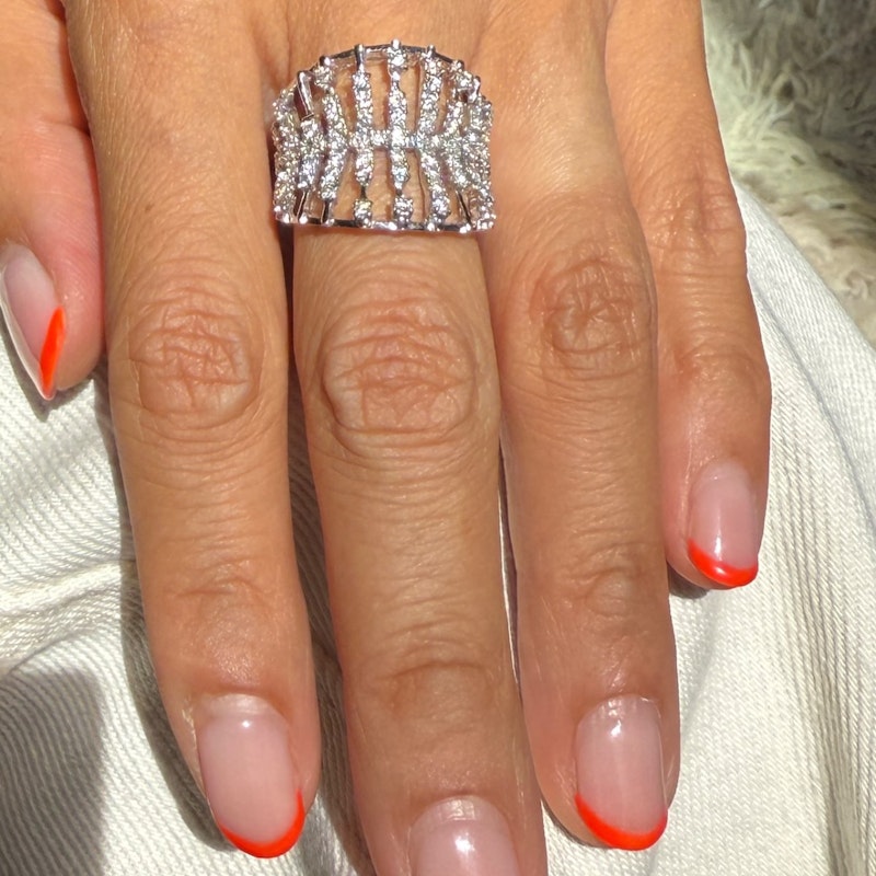 14k White Gold Diamond Cage Statement Ring