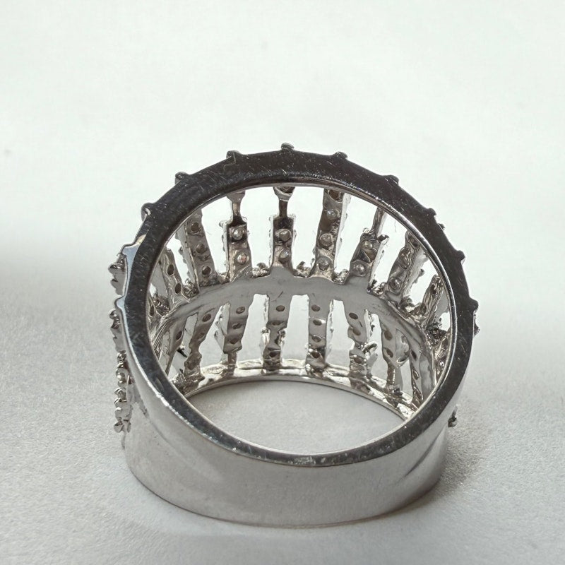 14k White Gold Diamond Cage Statement Ring