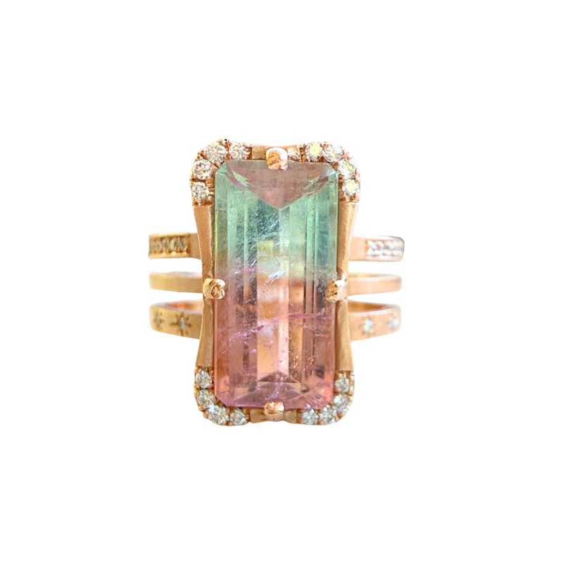 Sirciam Watermelon Tourmaline & Diamond Angelio Ring