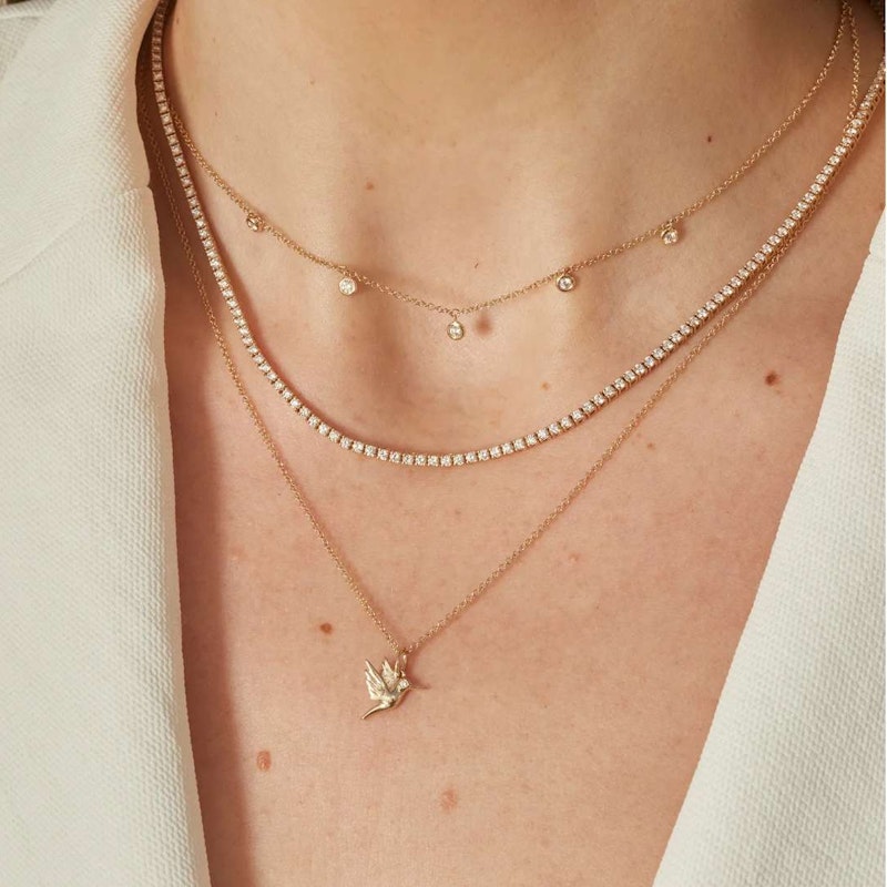 EF Collection 14k Yellow Gold Hummingbird Necklace