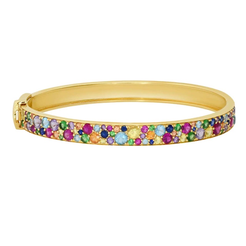 Eriness Rainbow Sapphire Multi Cluster Bangle Bracelet