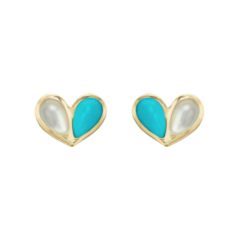 Gemella Turquoise & Mother of Pearl Sweetheart Stud Earrings