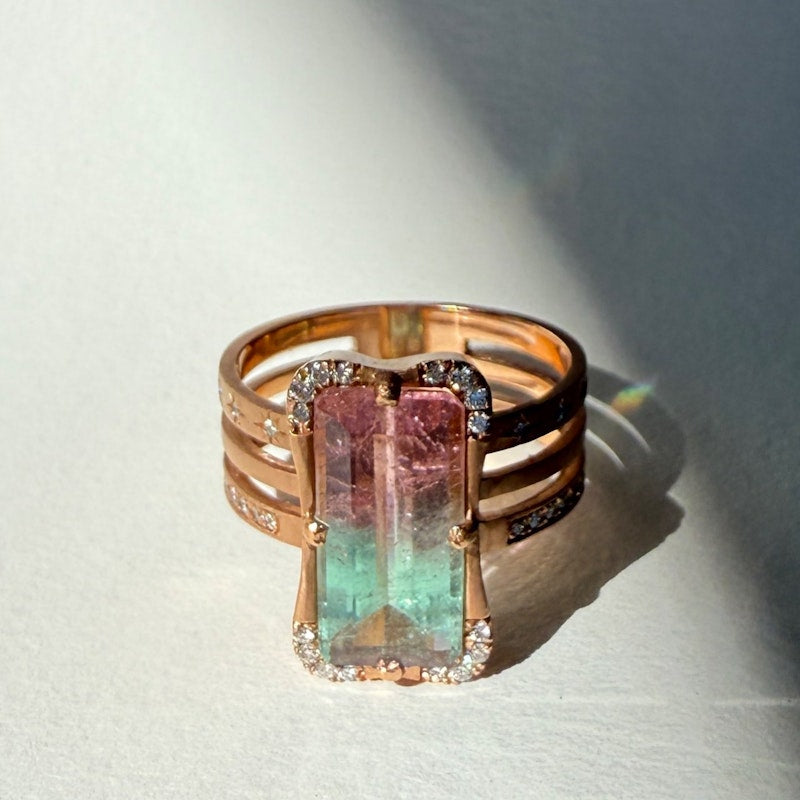 Sirciam Watermelon Tourmaline & Diamond Angelio Ring