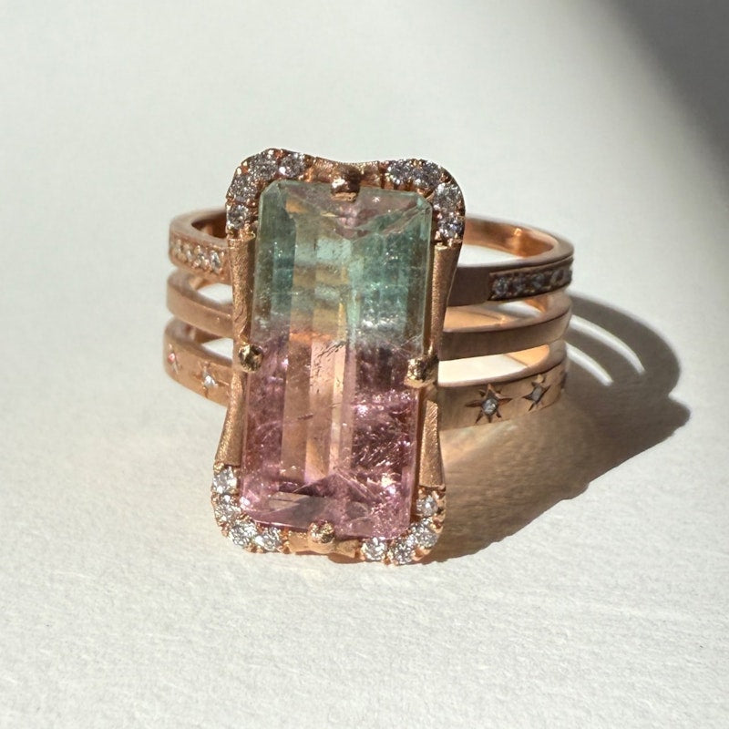 Sirciam Watermelon Tourmaline & Diamond Angelio Ring