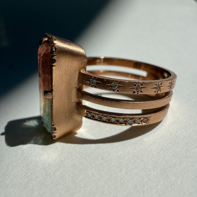 Sirciam Watermelon Tourmaline & Diamond Angelio Ring