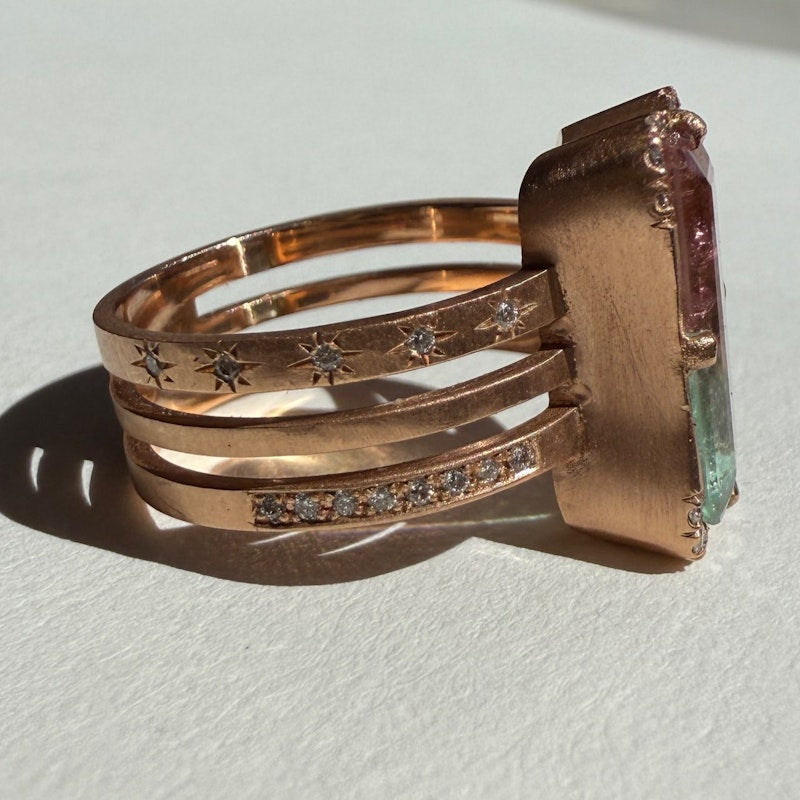 Sirciam Watermelon Tourmaline & Diamond Angelio Ring