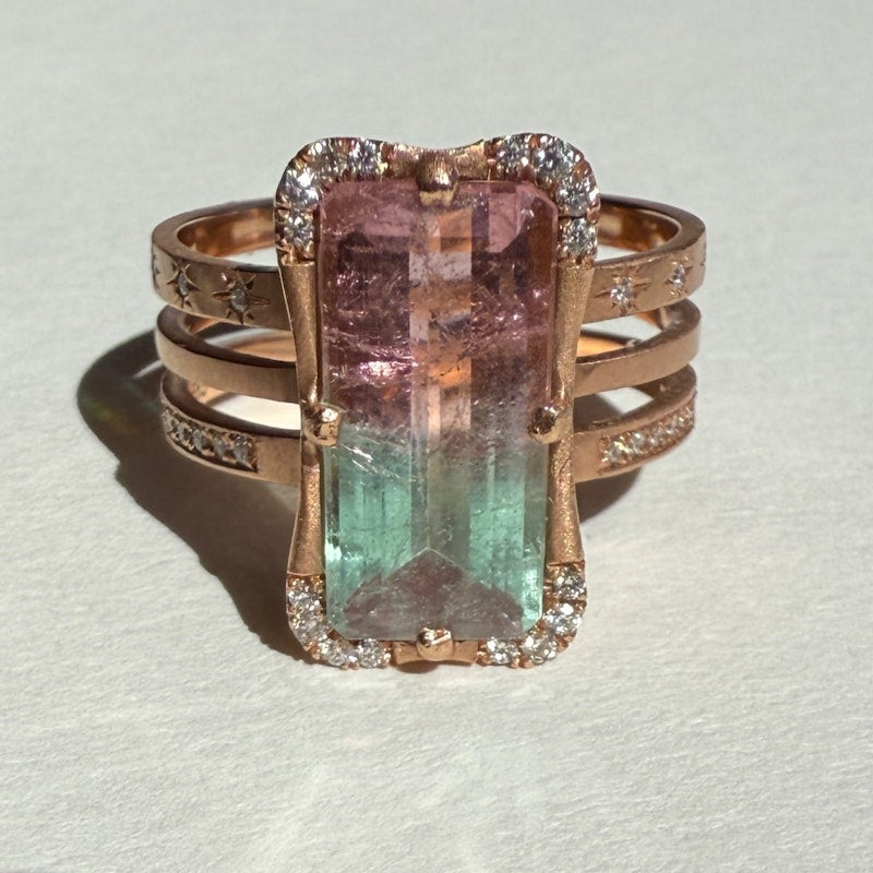 Sirciam Watermelon Tourmaline & Diamond Angelio Ring
