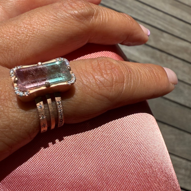 Sirciam Watermelon Tourmaline & Diamond Angelio Ring