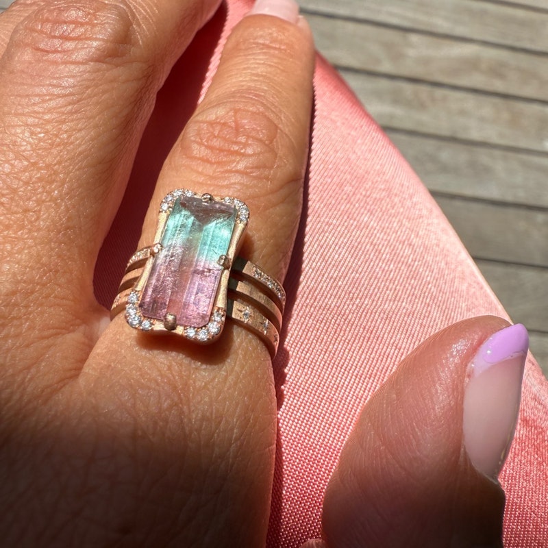Sirciam Watermelon Tourmaline & Diamond Angelio Ring