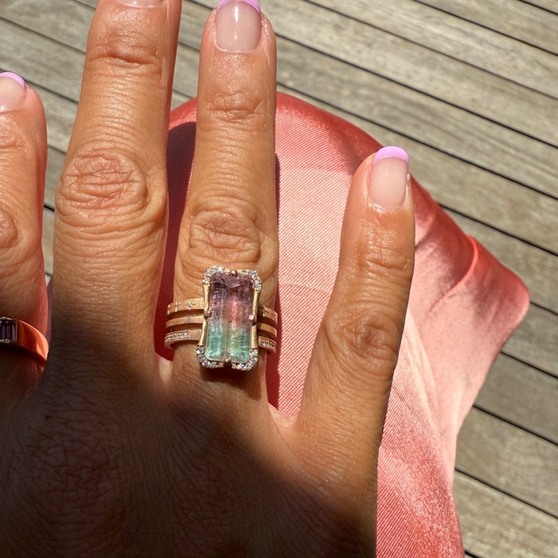 Sirciam Watermelon Tourmaline & Diamond Angelio Ring