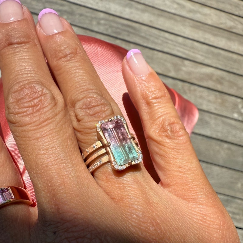 Sirciam Watermelon Tourmaline & Diamond Angelio Ring