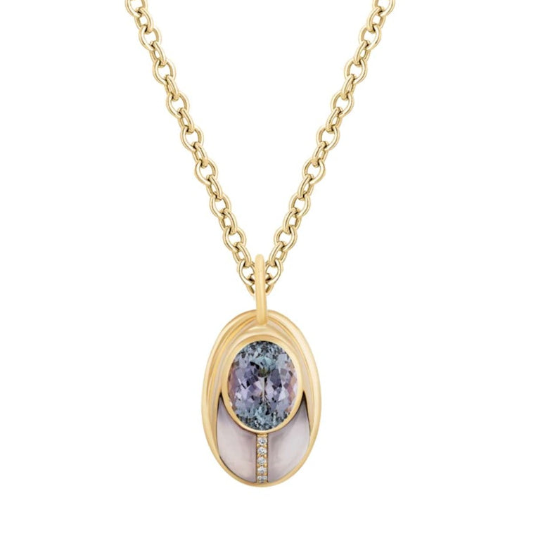 Mason and Books Amethyst & Blue Chalcedony Small Love Bug Pendant