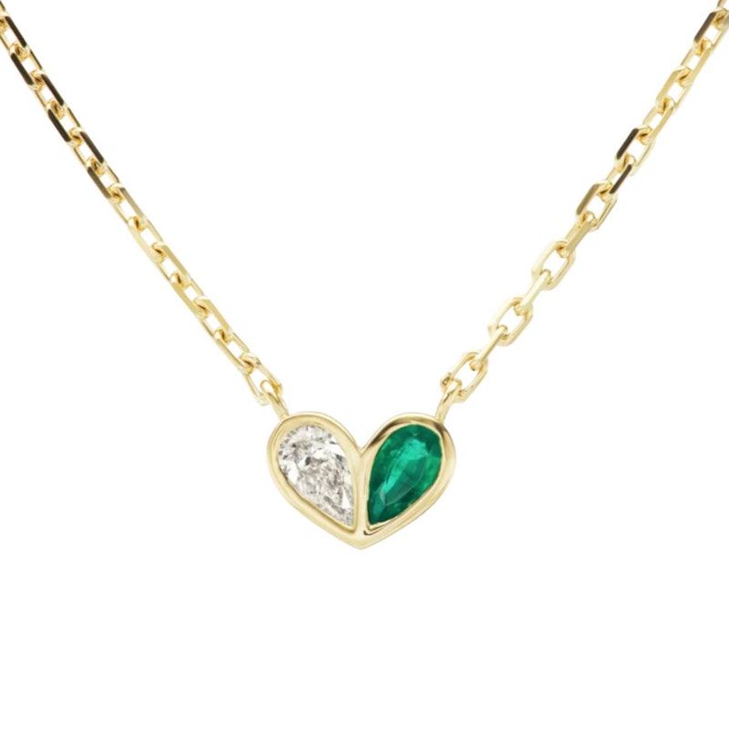 Gemella Emerald & Diamond Sweetheart Necklace