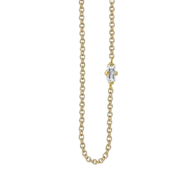 Lizzie Mandler Floating Necklace with White Diamond Baguette