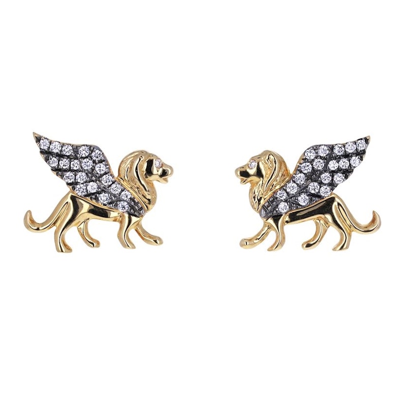 Sorellina 18k Yellow Gold El Leone Stud Earrings
