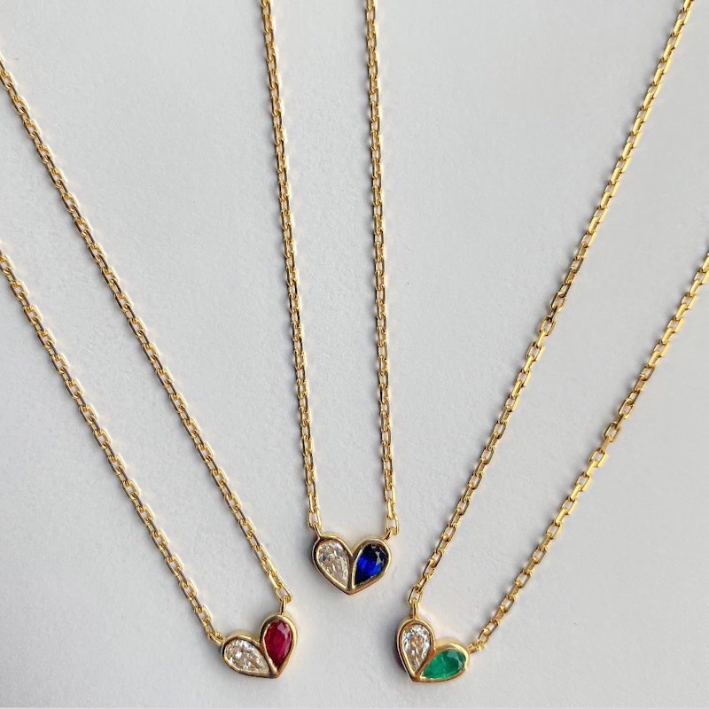 Gemella Emerald & Diamond Sweetheart Necklace