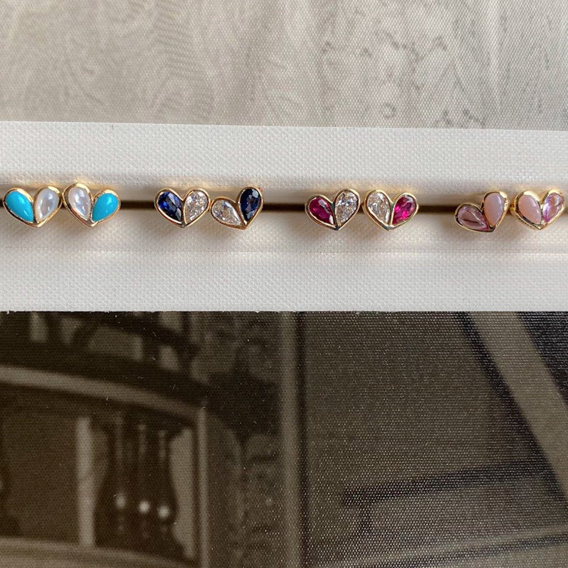 Gemella Turquoise & Mother of Pearl Sweetheart Stud Earrings